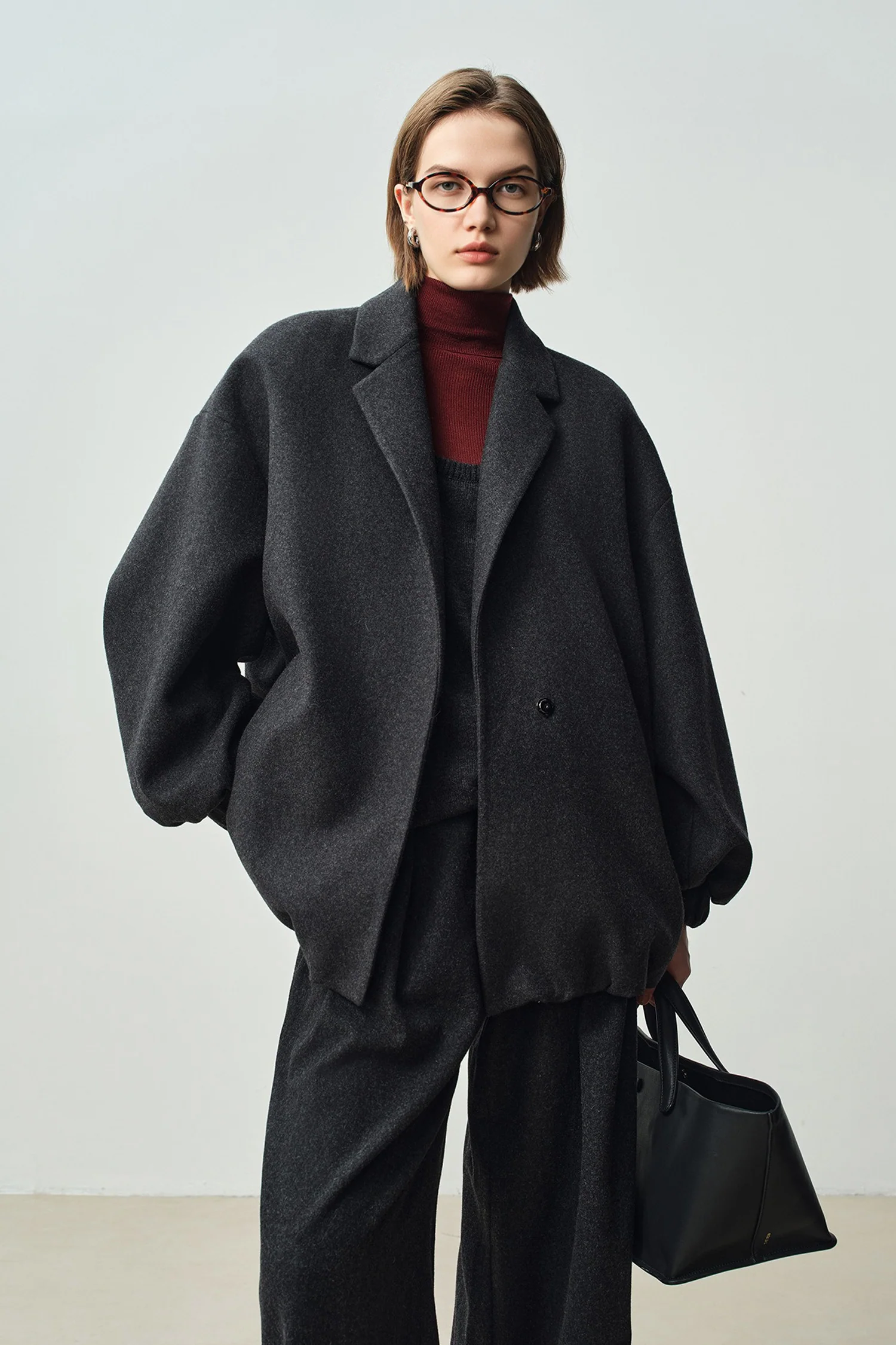 Oversized Wool-Cashmere One-Button Jacket - MIAOOOO