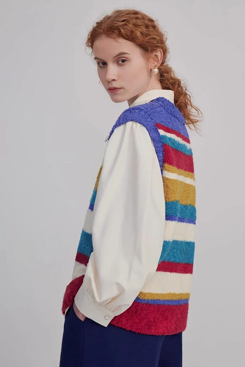 Oversized Alpaca Wool Rainbow Sweater Vest - MIAOOOO