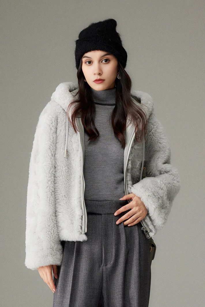 Fluffy Crop Shearling Teddy Coat with Hood - MIAOOOO