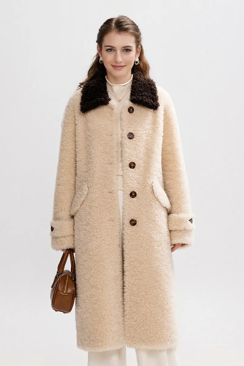 Long Faux Shearling Teddy Wool Coat - MIAOOOO