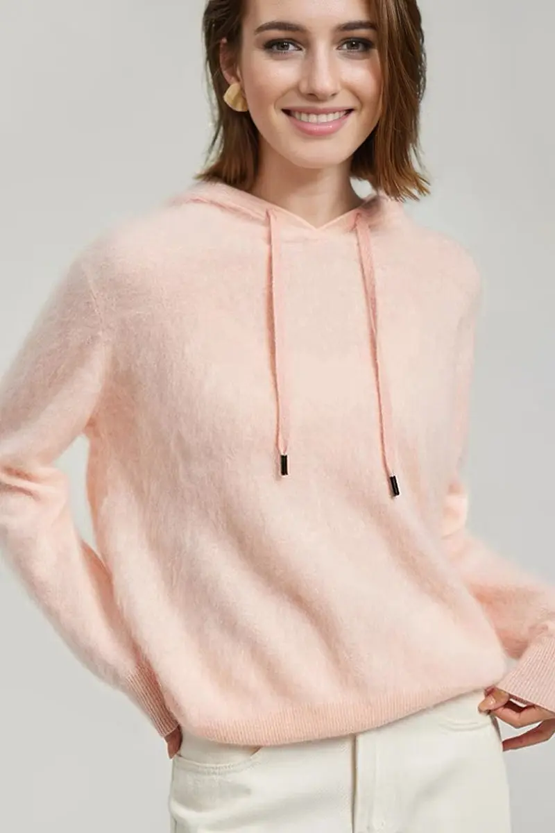 Pure Brushed Cashmere Hoodie Sweater - MIAOOOO