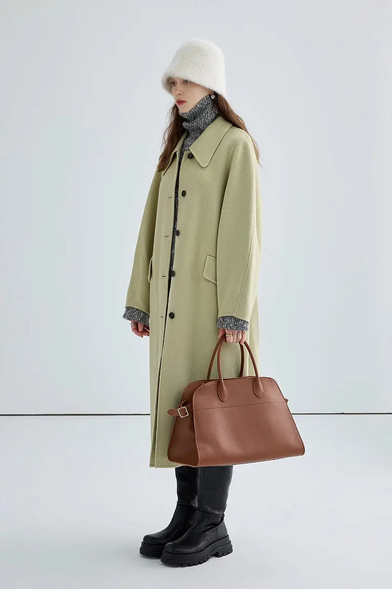 London Inspired Easy Care Single Breasted Wool Coat - MIAOOOO
