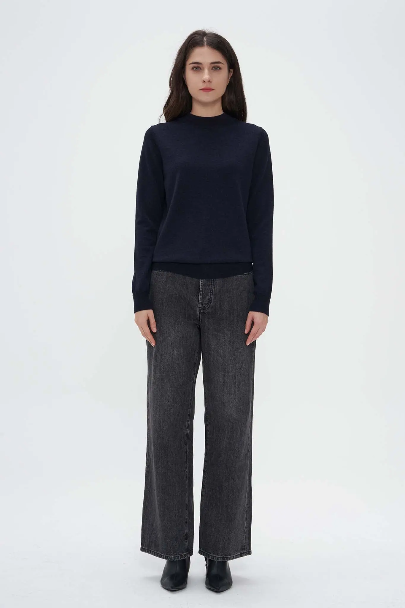 Merino Wool Mock Neck Sweater - MIAOOOO