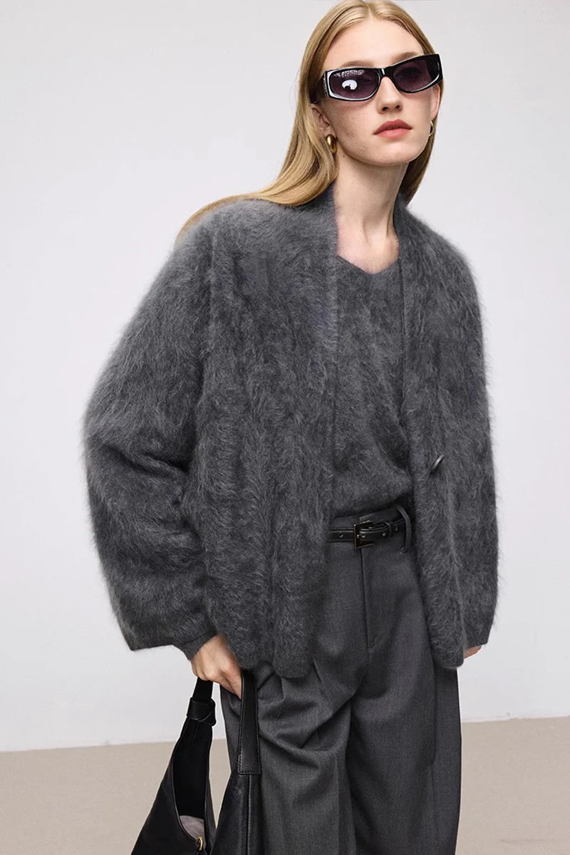 Ultrafine One-Button Brushed Cashmere Cardigan - MIAOOOO