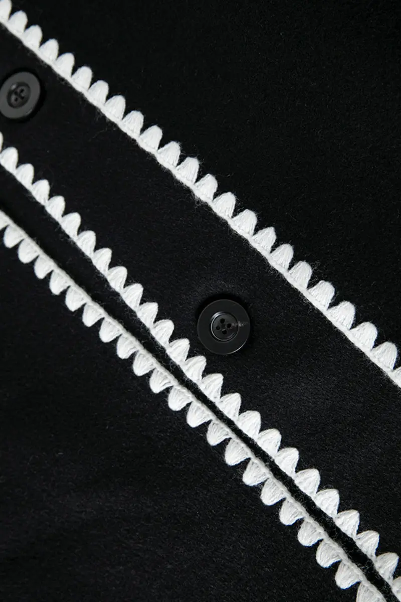 Nordic Oversized Double Faced 100 Wool Coat with Matching Scarf - MIAOOOO