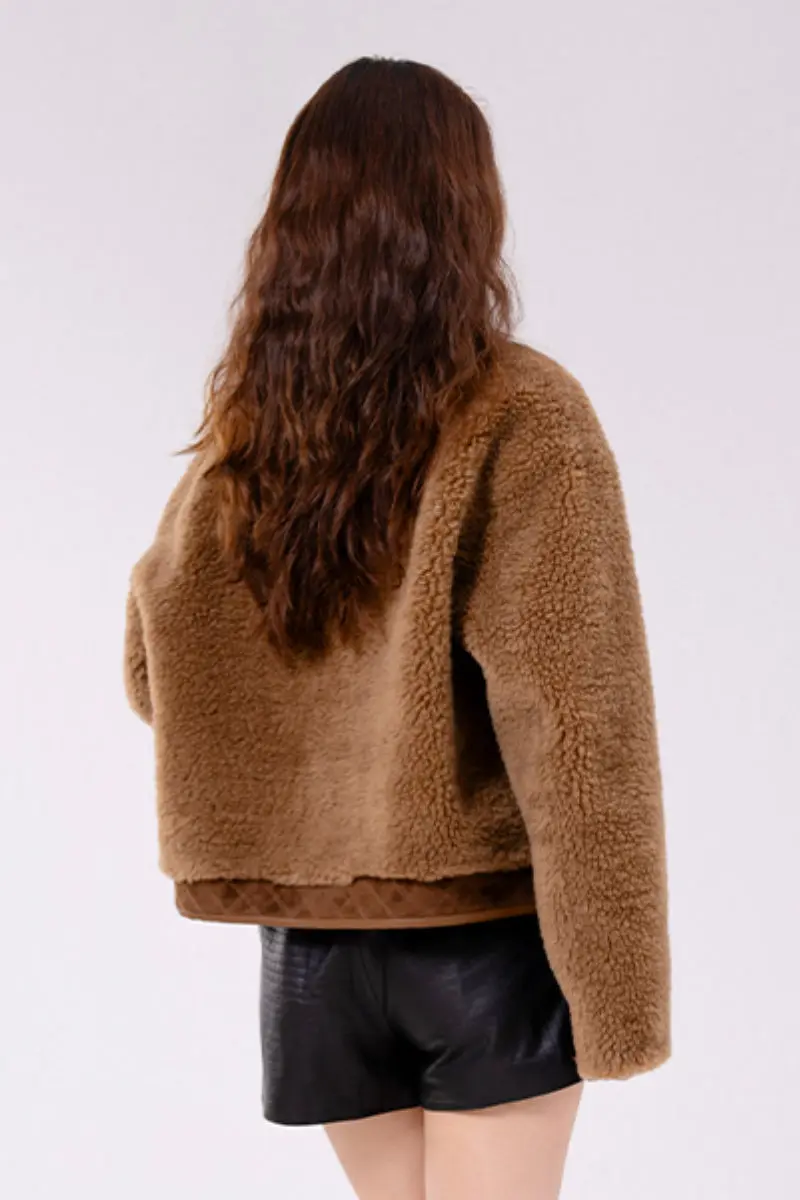 Teddy Wool Faux Shearling Bomber Jacket - MIAOOOO
