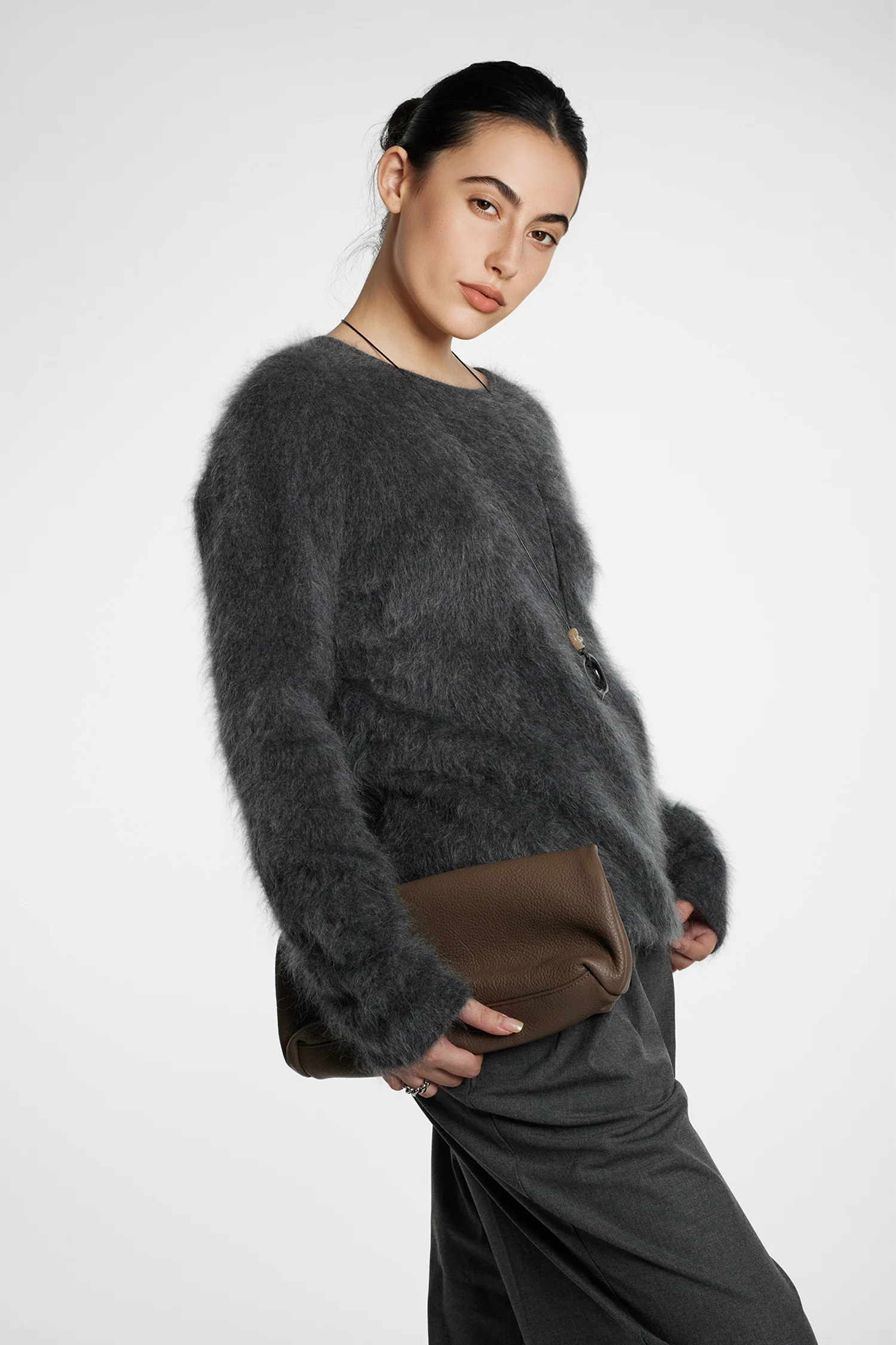 Featherlight Brushed Cashmere Crewneck Sweater - MIAOOOO