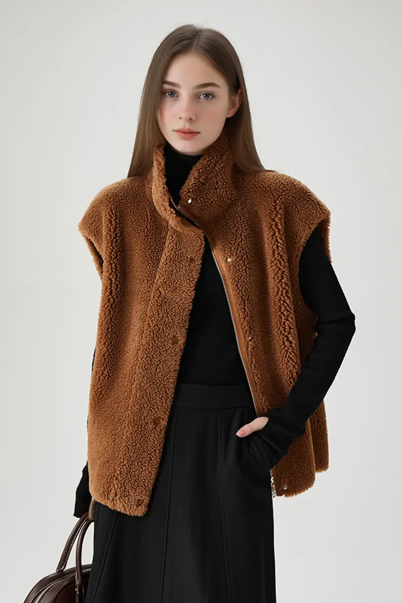 Oversized Faux Shearling Teddy Sherpa Vest - MIAOOOO