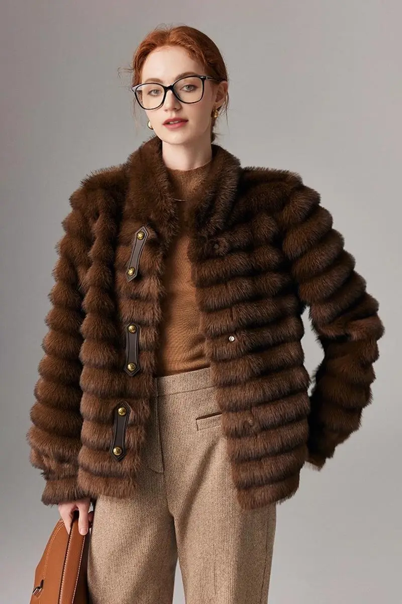 Luxurious Faux Sable Fur Coat - MIAOOOO