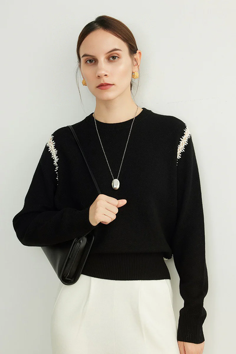 Ultrafine Wool Blend Patchwork Pullover Sweater - MIAOOOO