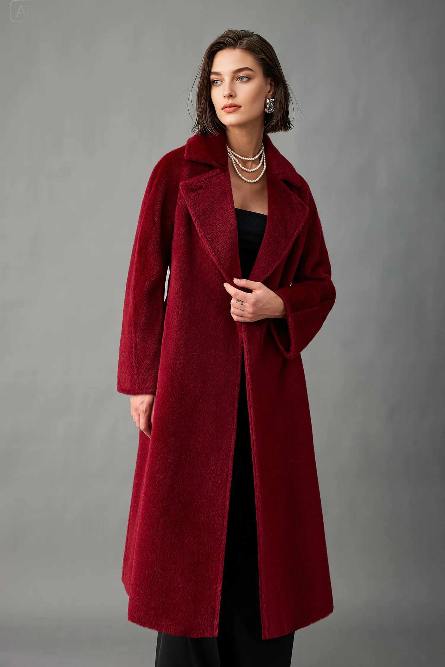 Royal Baby Suri Alpaca Wool Long Belted Coat - MIAOOOO