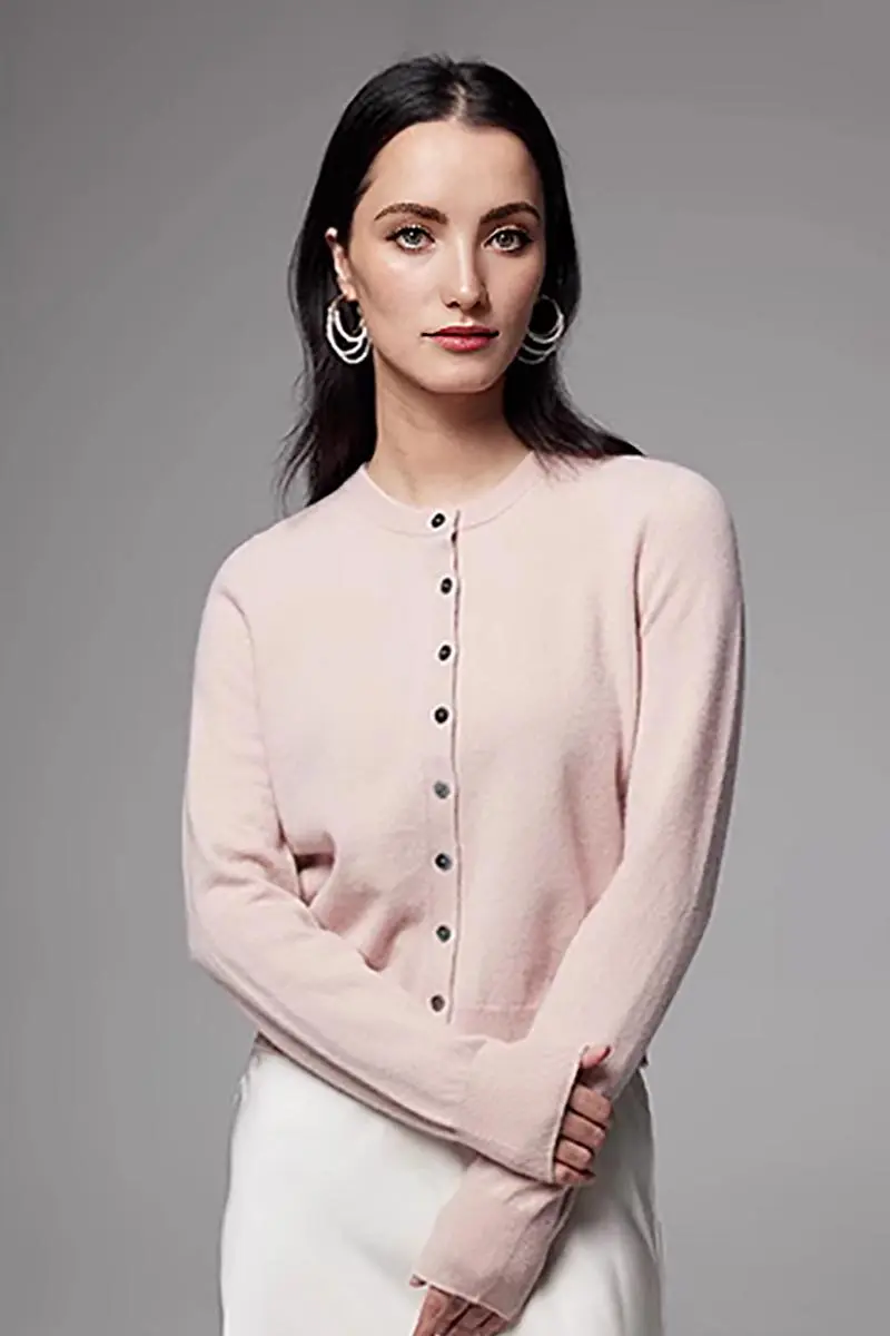 100 Merino Wool Crewneck Cardigan - MIAOOOO