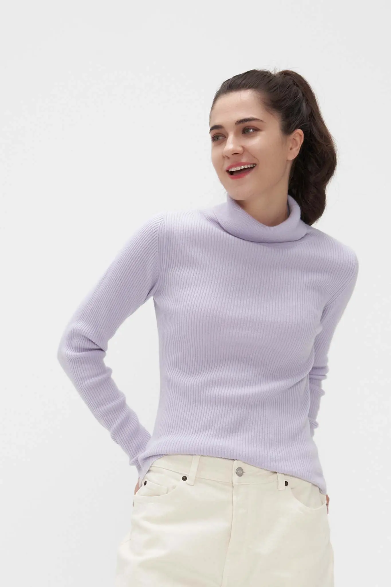 Slim Turtleneck Sweater in Cashmere and Wool - MIAOOOO