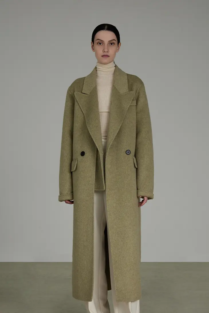 Single Breasted Wool Alpaca Long Peacoat - MIAOOOO