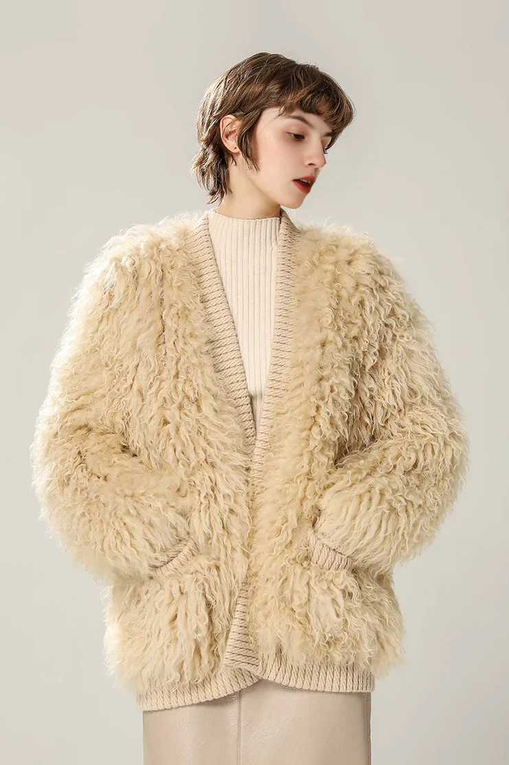 Lightweight Mid-length Shearling Coat - MIAOOOO