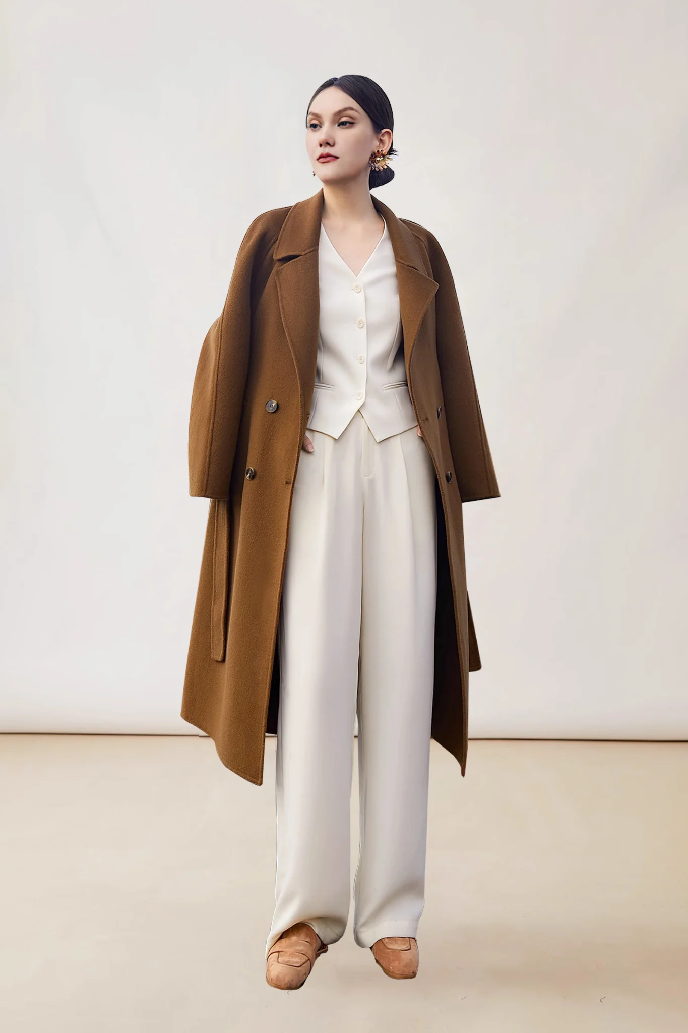 Classic Double Breasted Wool Trench Coat - MIAOOOO