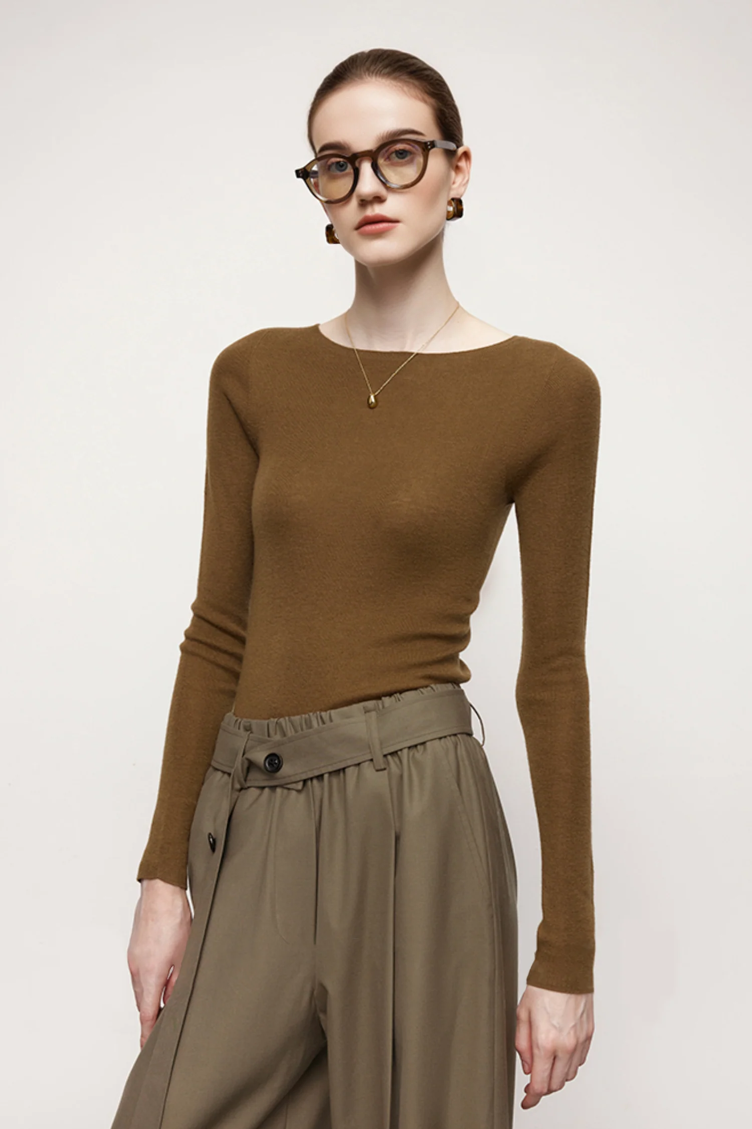 Washable Cashmere-Silk Fine-Knit Boatneck Sweater - MIAOOOO