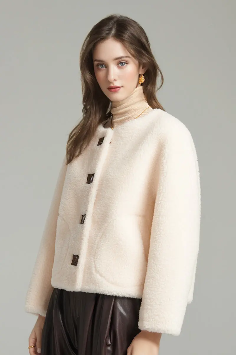 French Style Petite Shearling Jacket - MIAOOOO