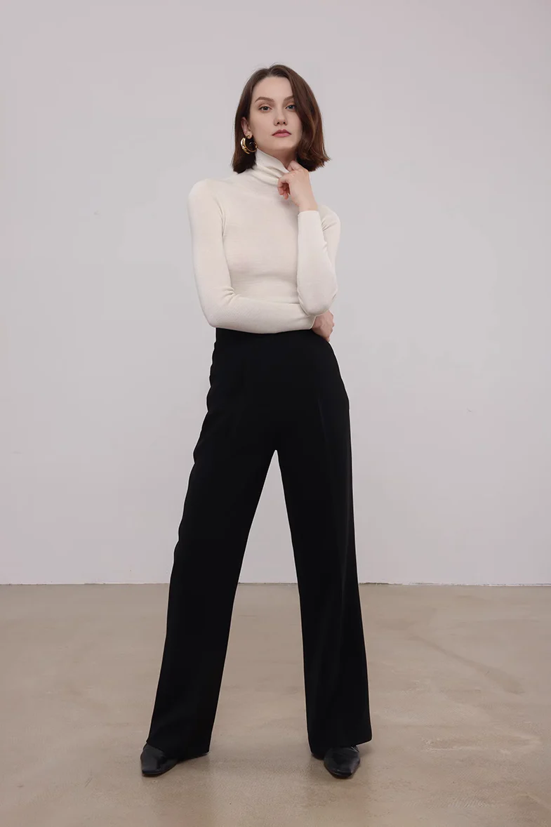 Washable Merino Wool Base Layer Turtleneck Sweater - MIAOOOO