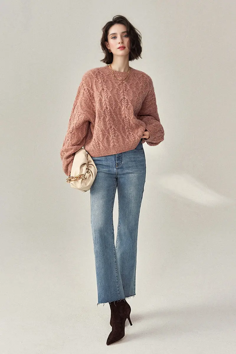 Super Chunky Cashmere Cable Knit Crewneck Sweater - MIAOOOO