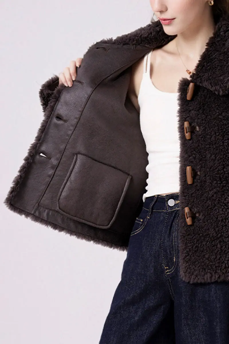 Faux Shearling Teddy Wool Toggle Jacket - MIAOOOO