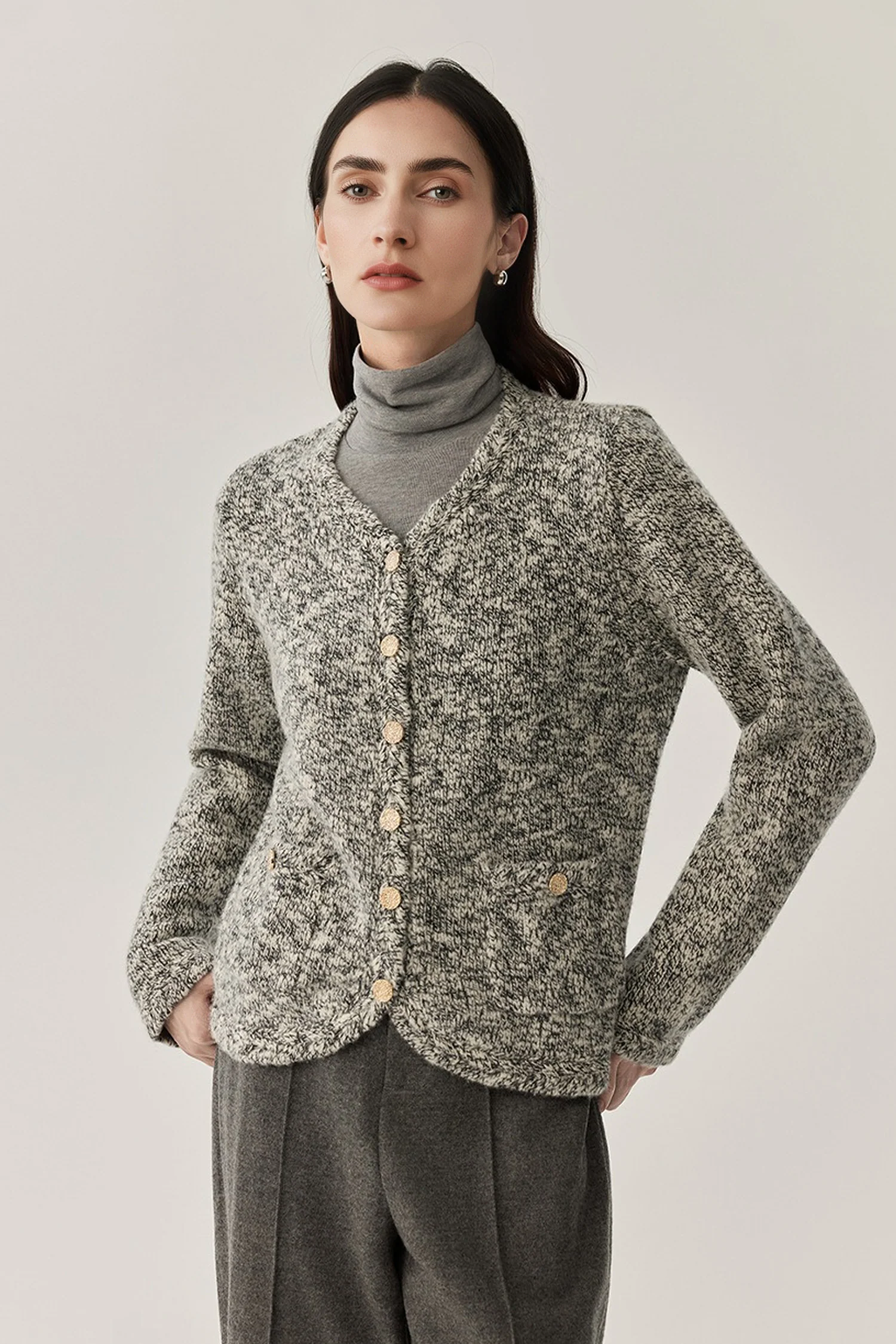 Refined Wool Marled Slub Cardigan Jacket - MIAOOOO