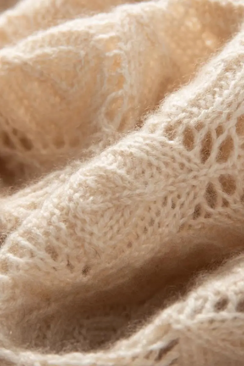 100 Cashmere Crochet Open-Front Poncho Sweater - MIAOOOO