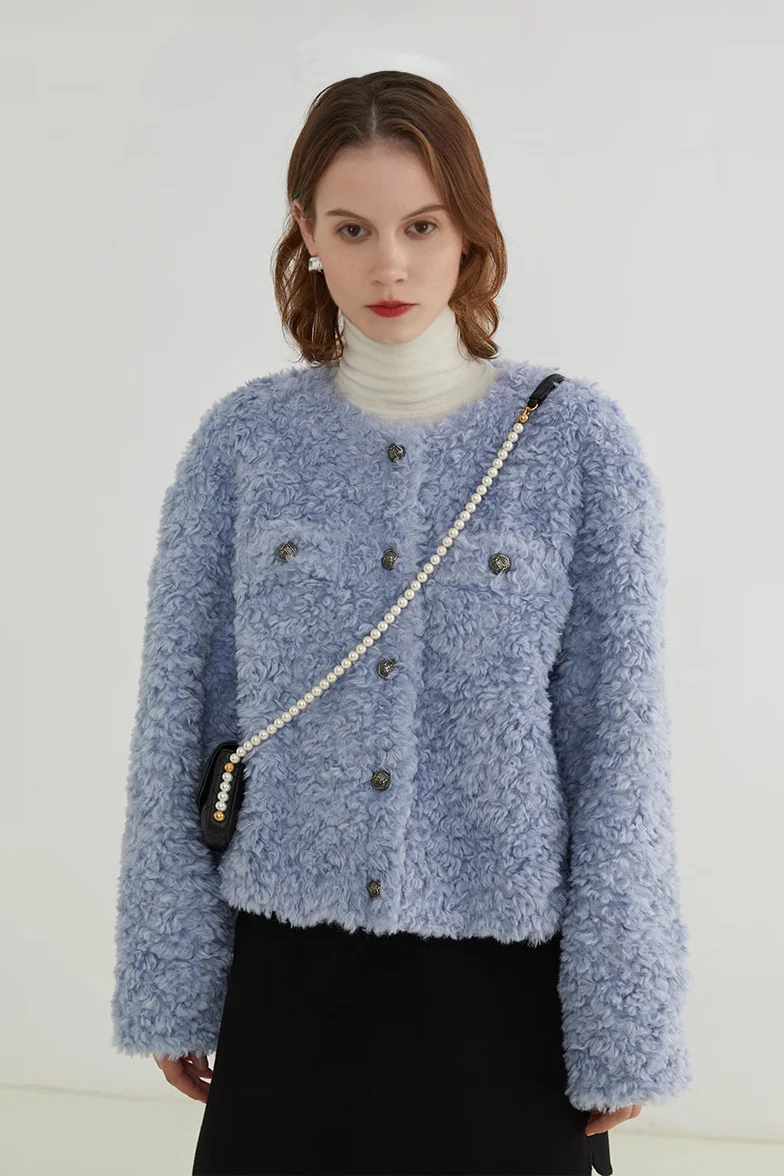 Sonata Blue Chic Shearling Jacket - MIAOOOO