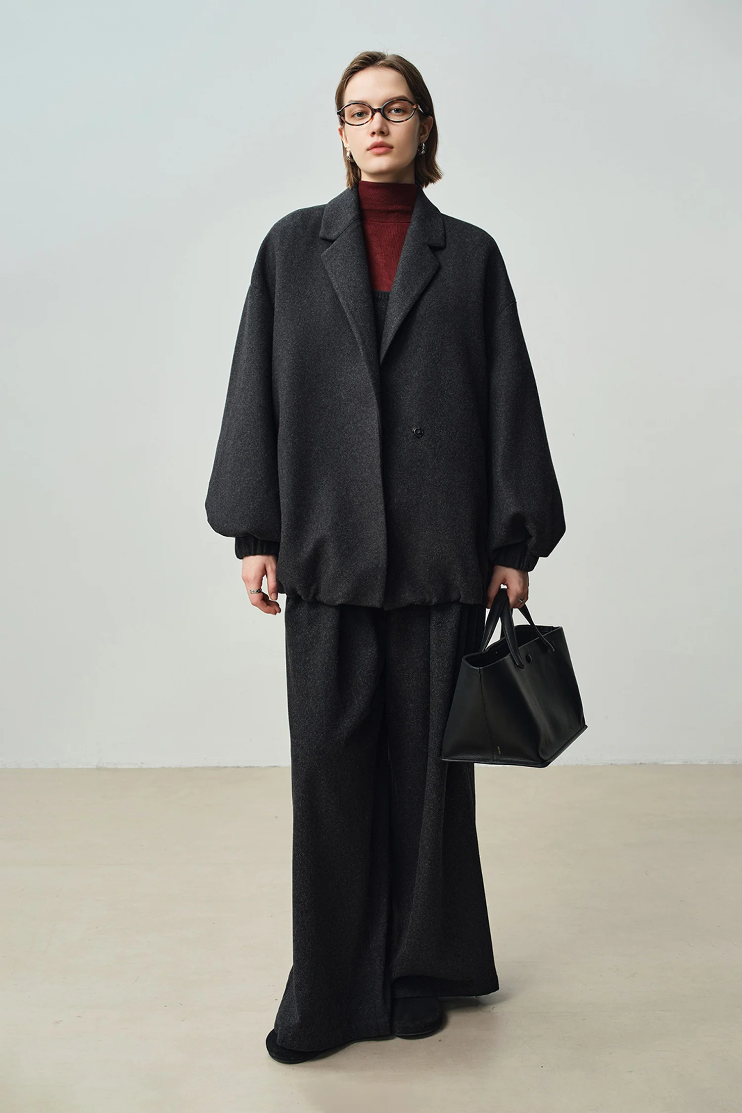 Oversized Wool-Cashmere One-Button Jacket - MIAOOOO