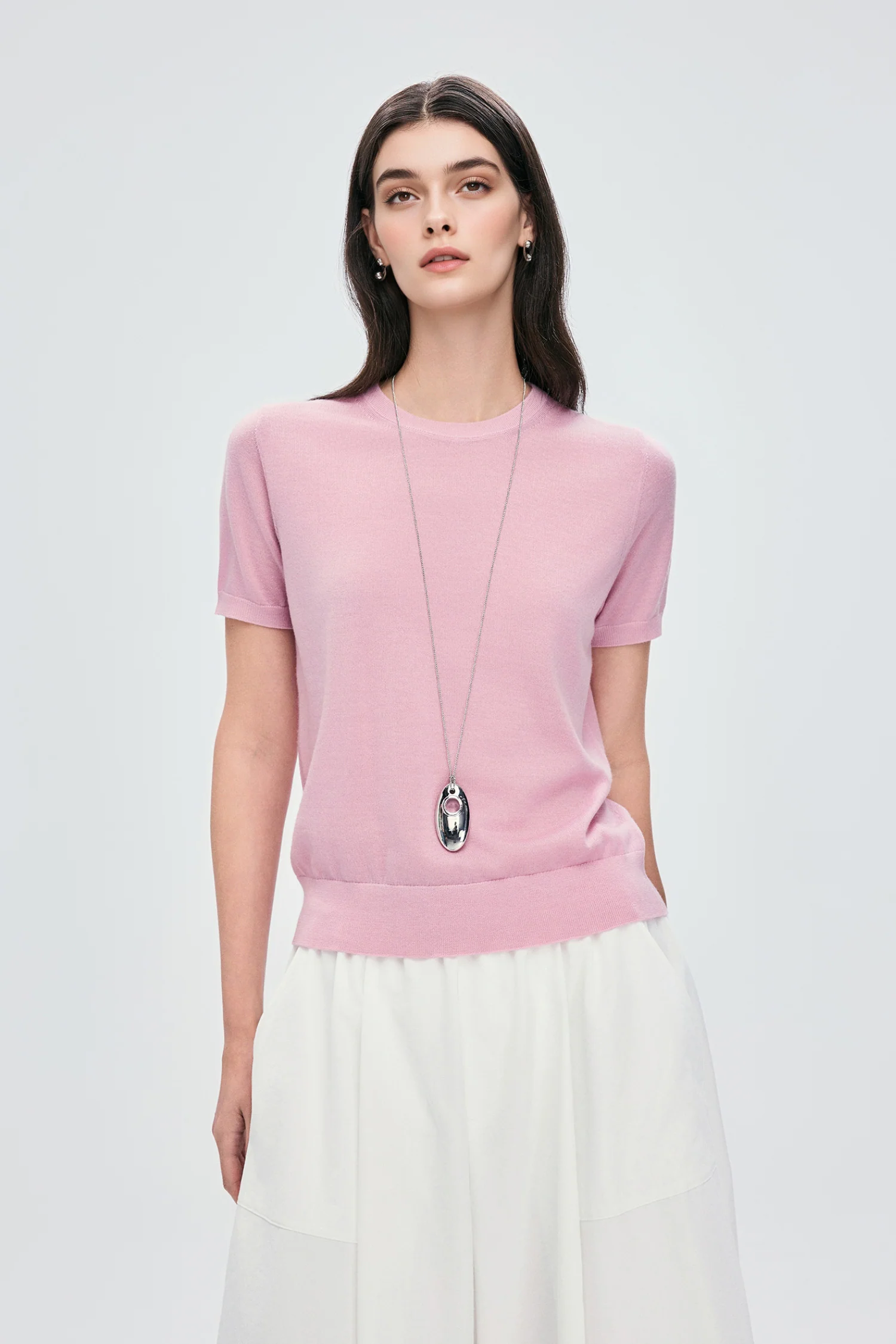 Extrafine Washable Merino Wool Short-Sleeve Sweater - MIAOOOO