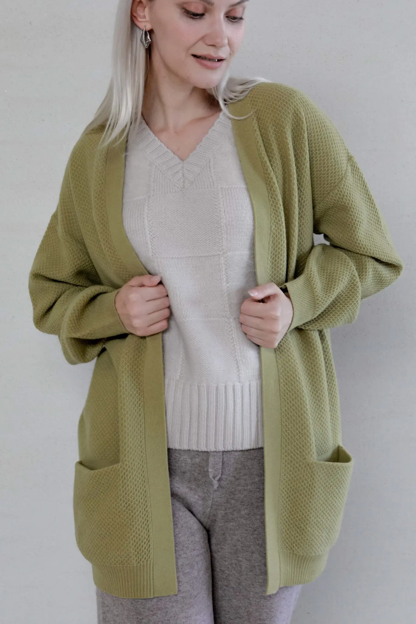 Draped Open Front Cardigan - MIAOOOO