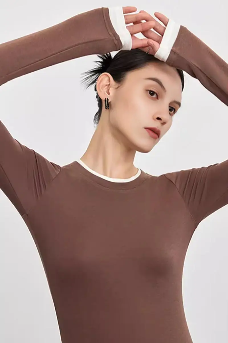 Tencel Wool Double Layered Crew Neck Knit Top - MIAOOOO