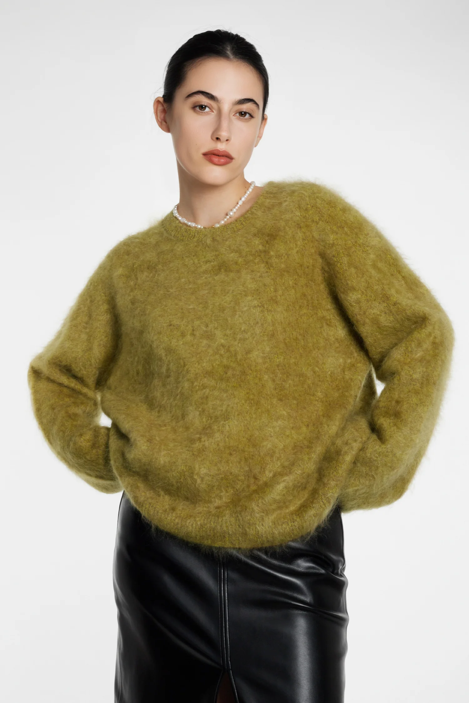 Luxe Brushed Cashmere Marled Crewneck Sweater - MIAOOOO