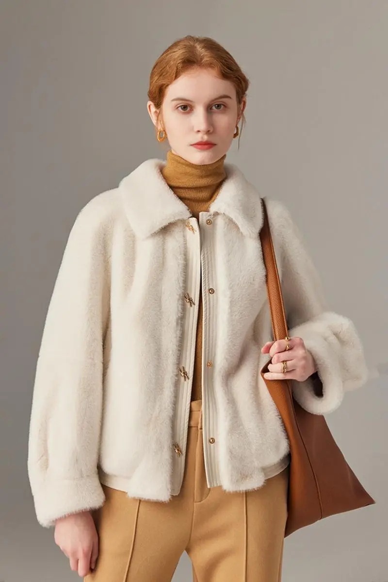 Faux Mink Fur Bomber Jacket - MIAOOOO