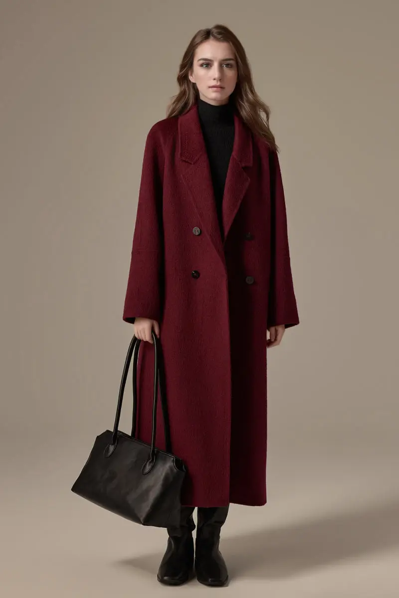 Classic Double Breasted Double Faced Long Yak-Cashmere Coat - MIAOOOO