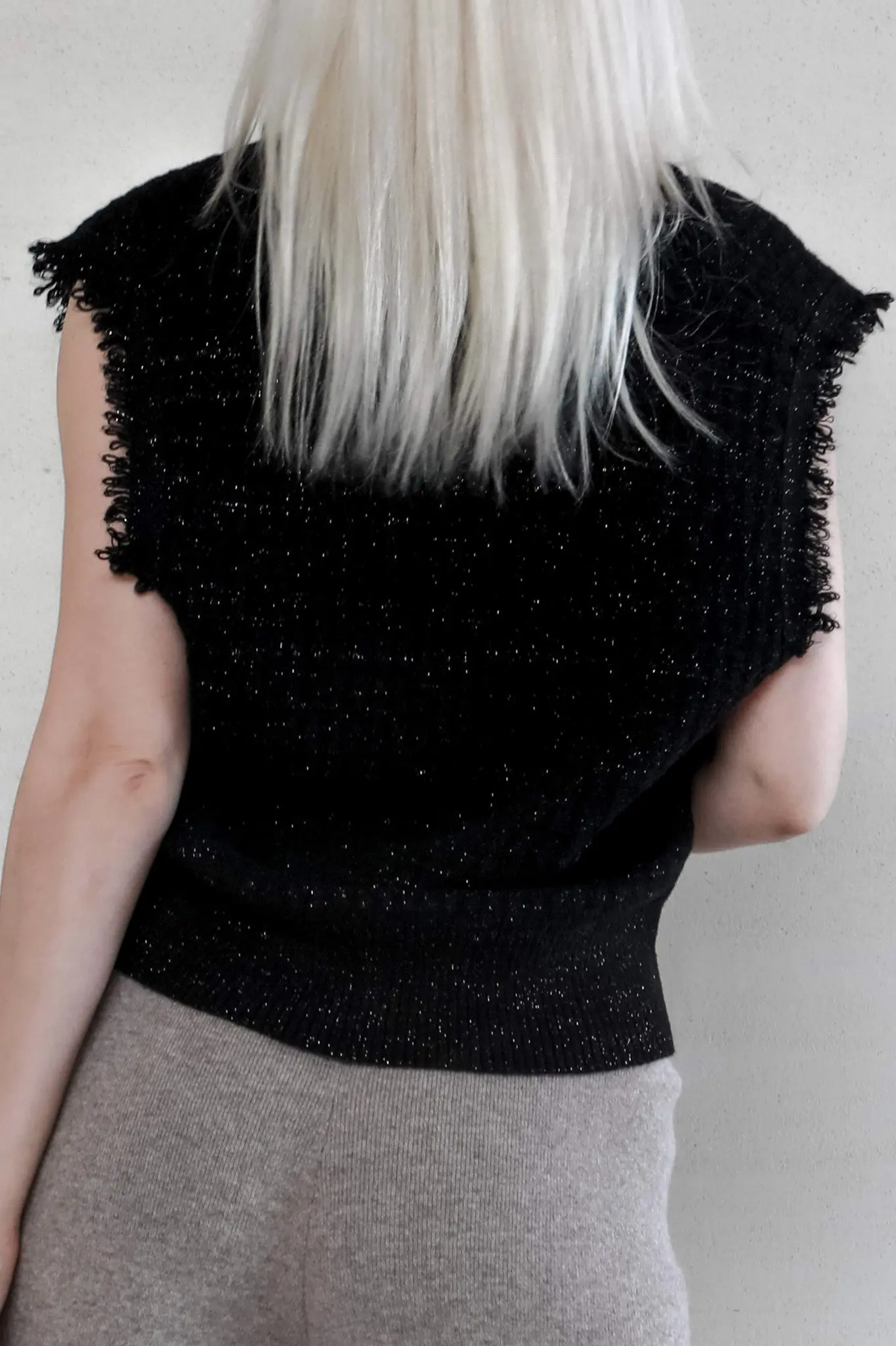 Wool Sweater Vest with Glitter Thread - MIAOOOO