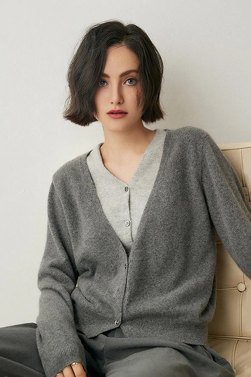 100 Cashmere Layered Colorblocked Cardigan - MIAOOOO