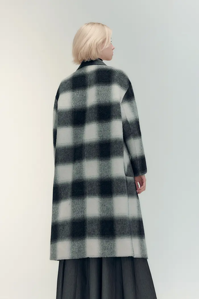 Alpaca Wool-blend Double-breasted Plaid Coat - MIAOOOO