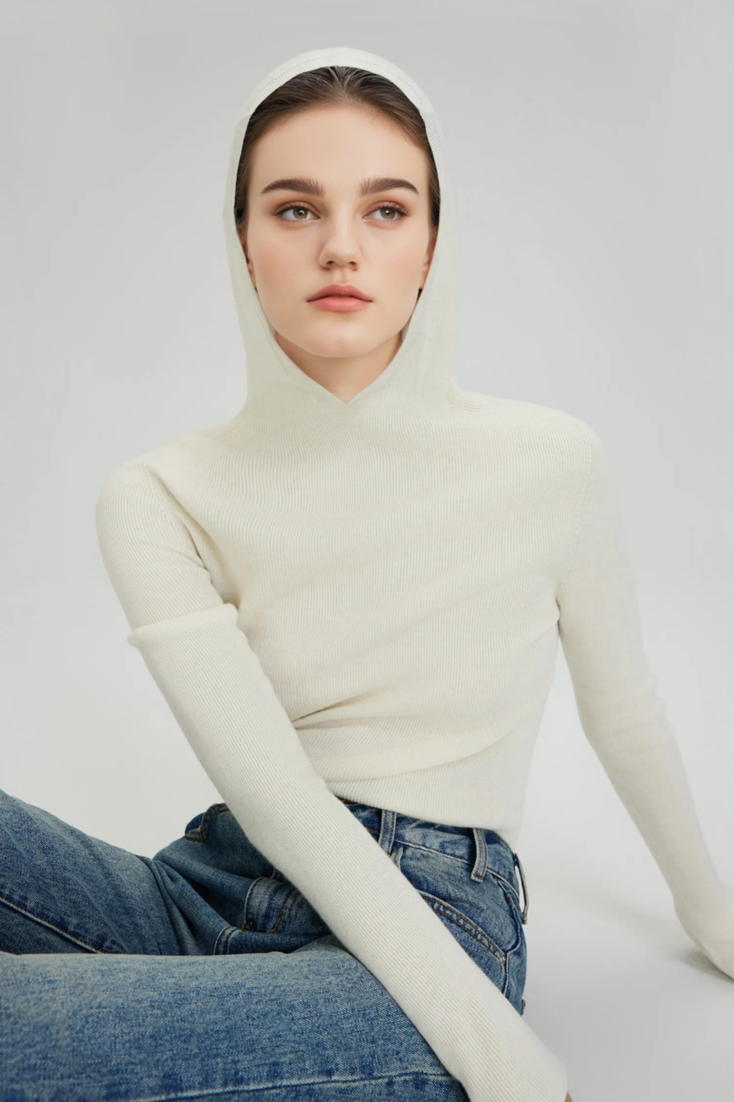 Washable Merino Wool Seamless Knit Sweater Hoodie - MIAOOOO