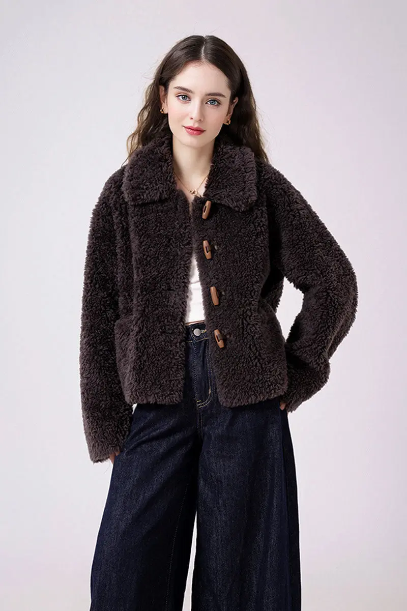 Faux Shearling Teddy Wool Toggle Jacket - MIAOOOO