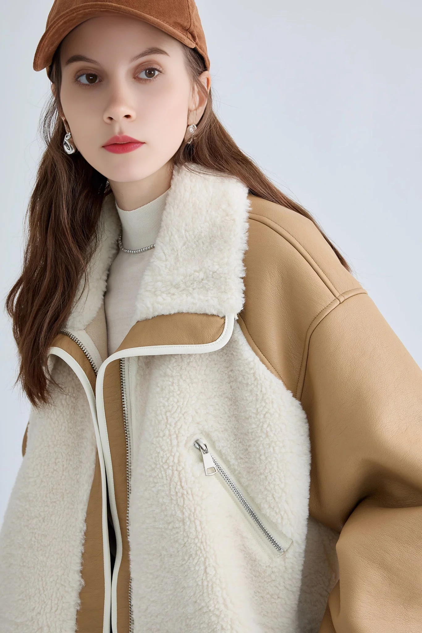 Integrated Shearling Faux Fur Jacket - MIAOOOO