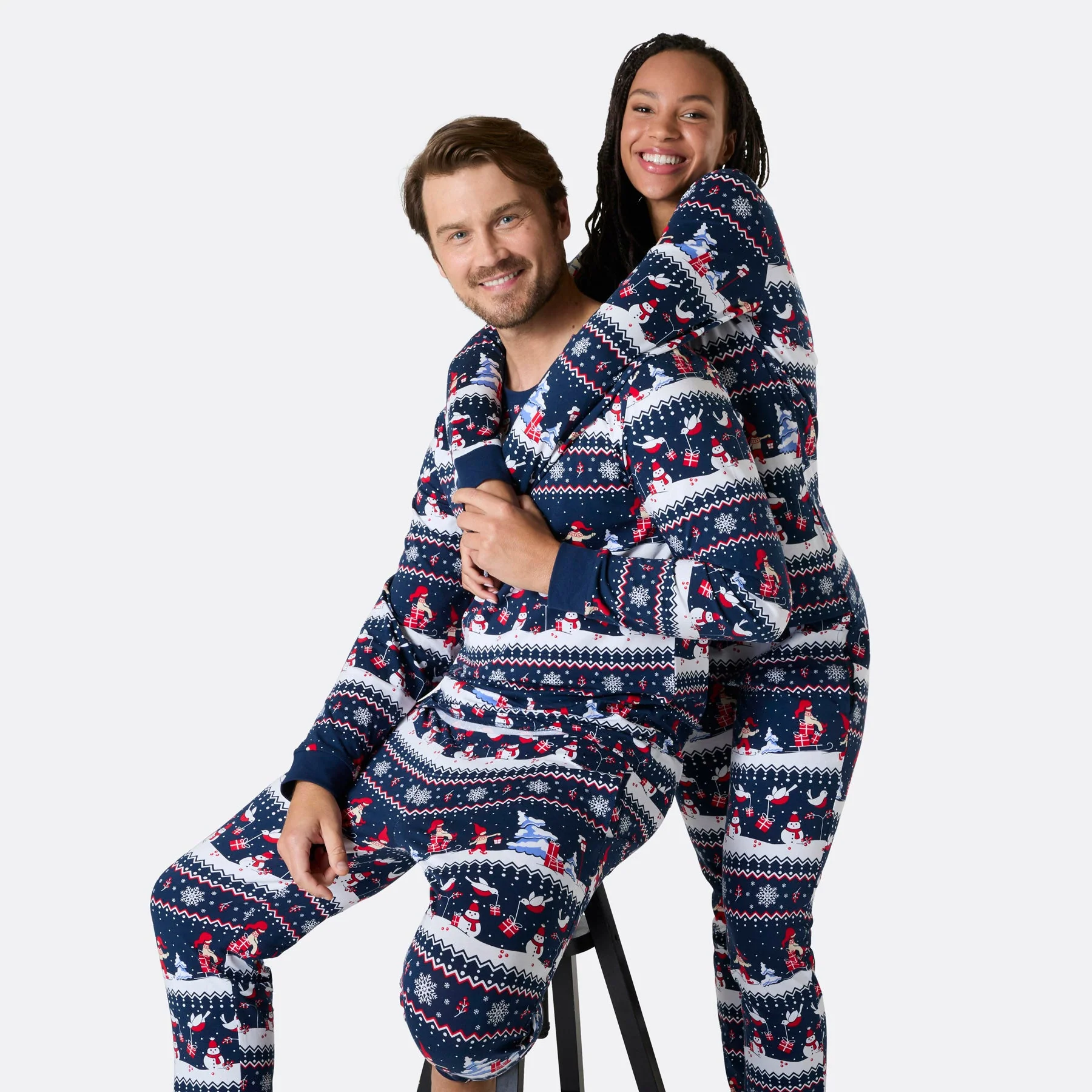 Weihnachtslandschaft Weihnachtspyjama Damen