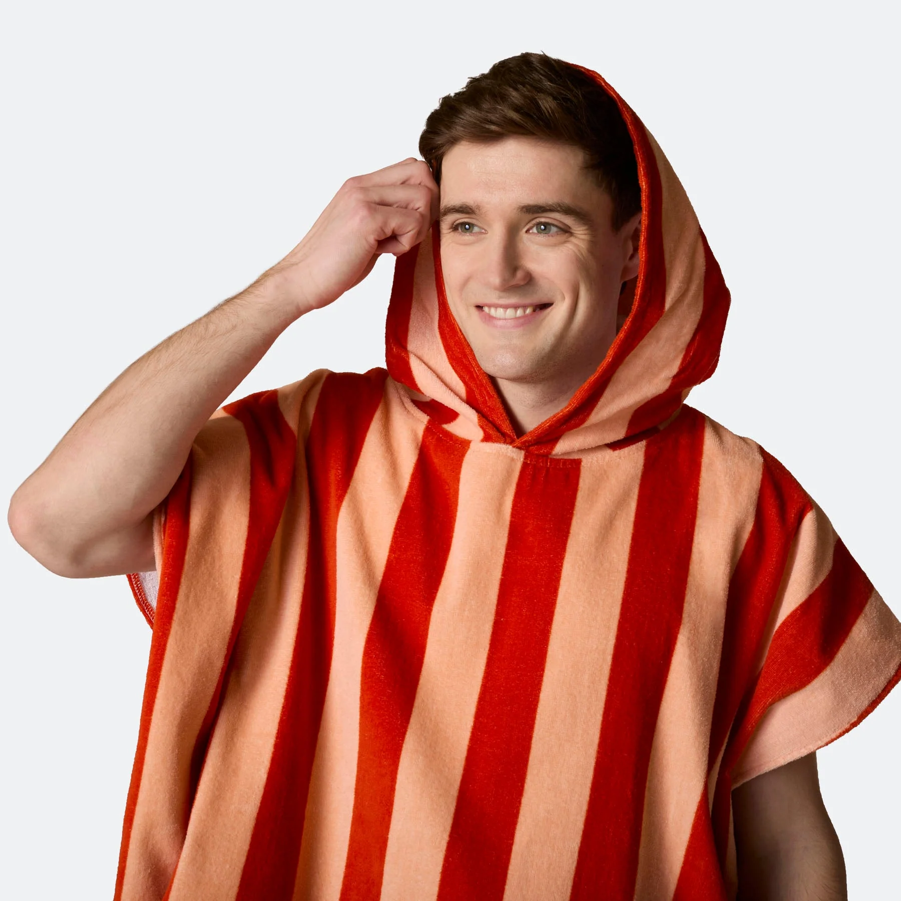 Gestreifter Roter Badeponcho
