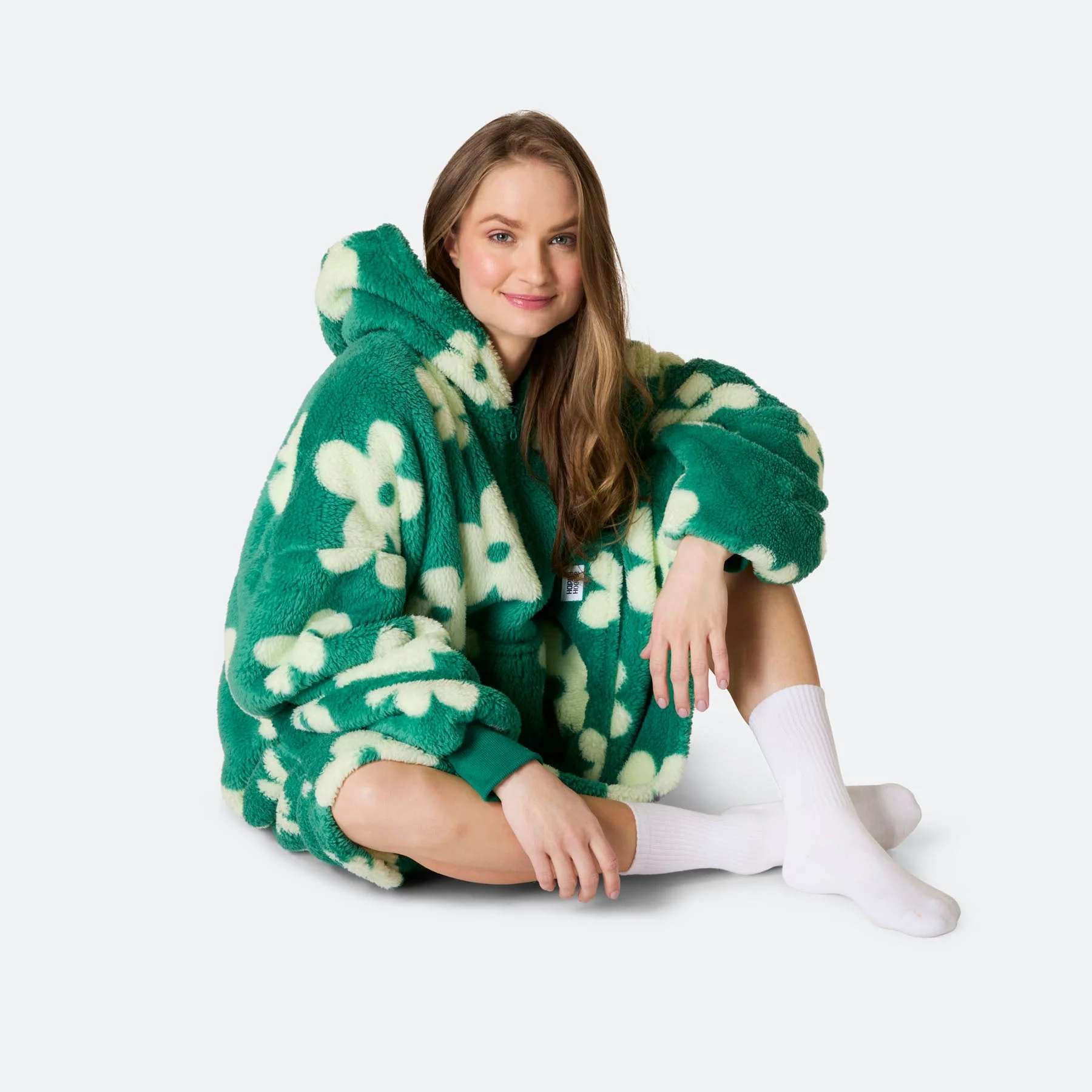 Grüner Blumen Teddy HappyHoodie