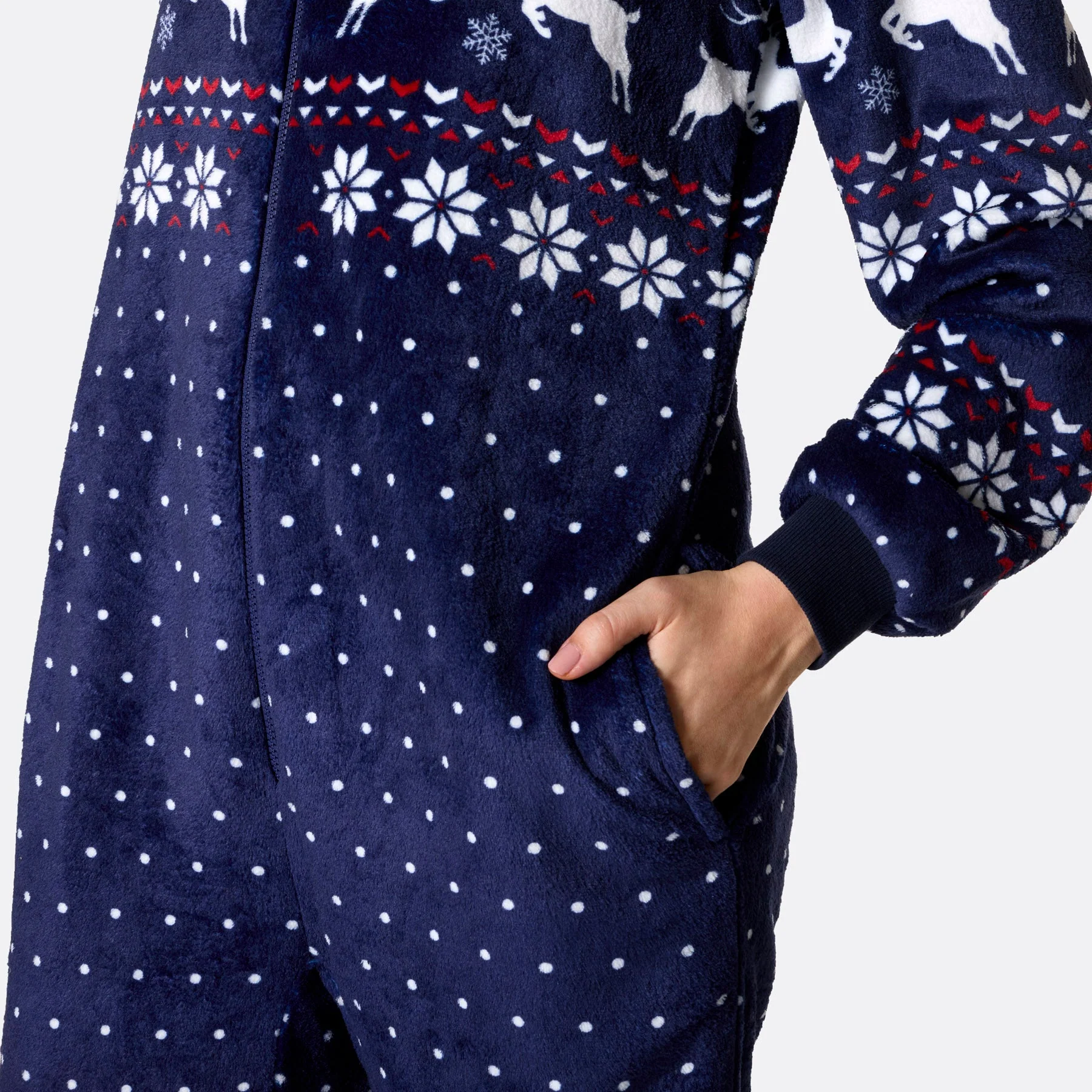 Blauer Weihnachts-Onesie Damen