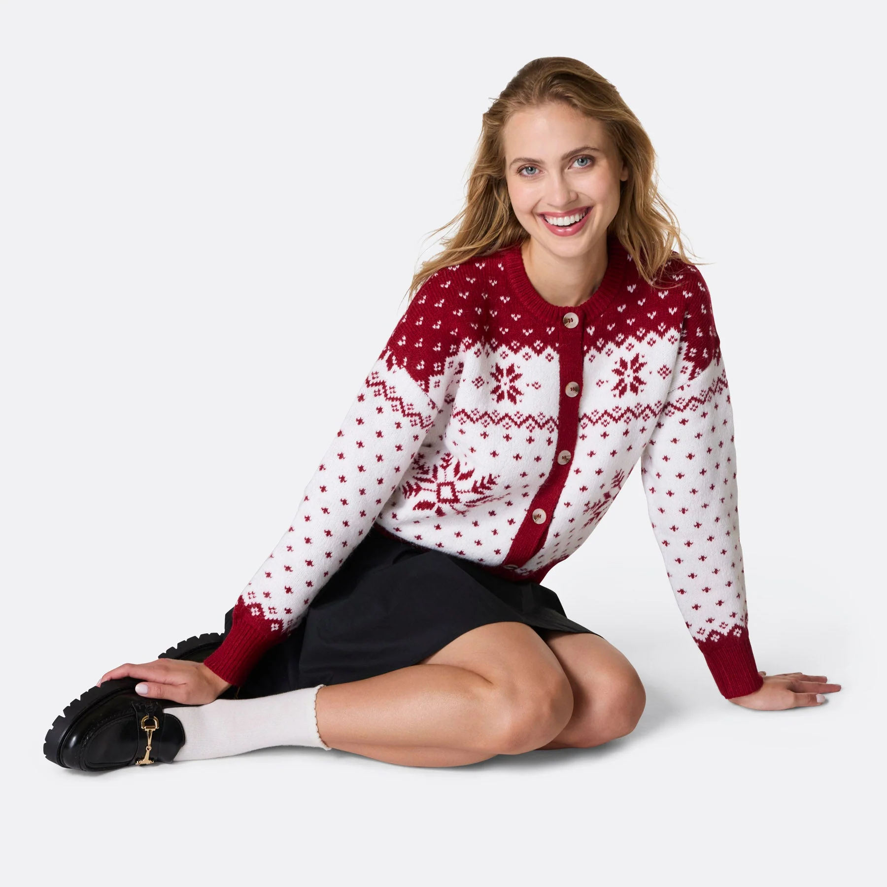 Roter Weihnachts-Cardigan Damen