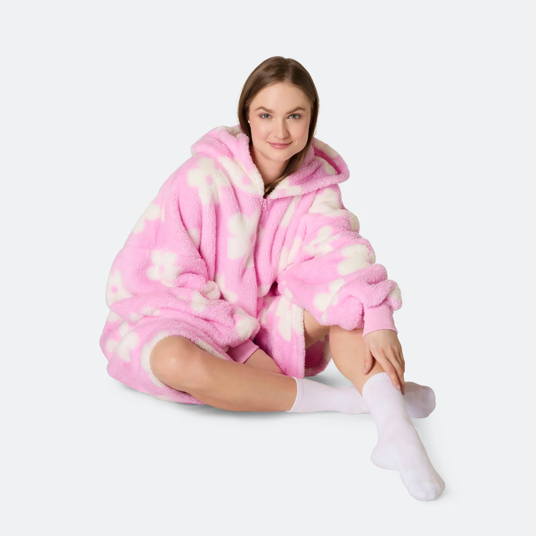 Pinker Blumen Teddy HappyHoodie