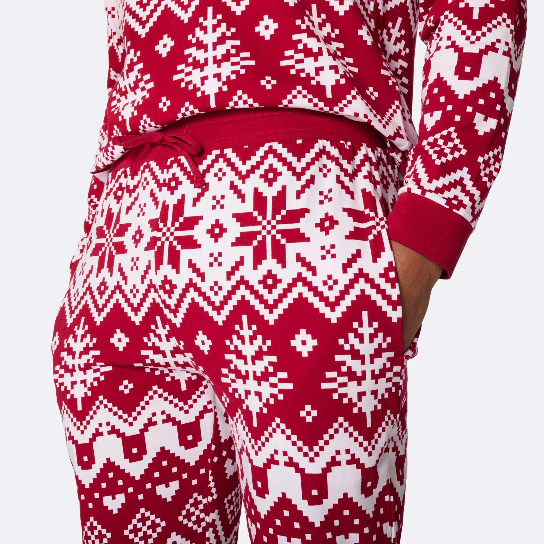Roter Winter Strickmuster Weihnachtspyjama Damen