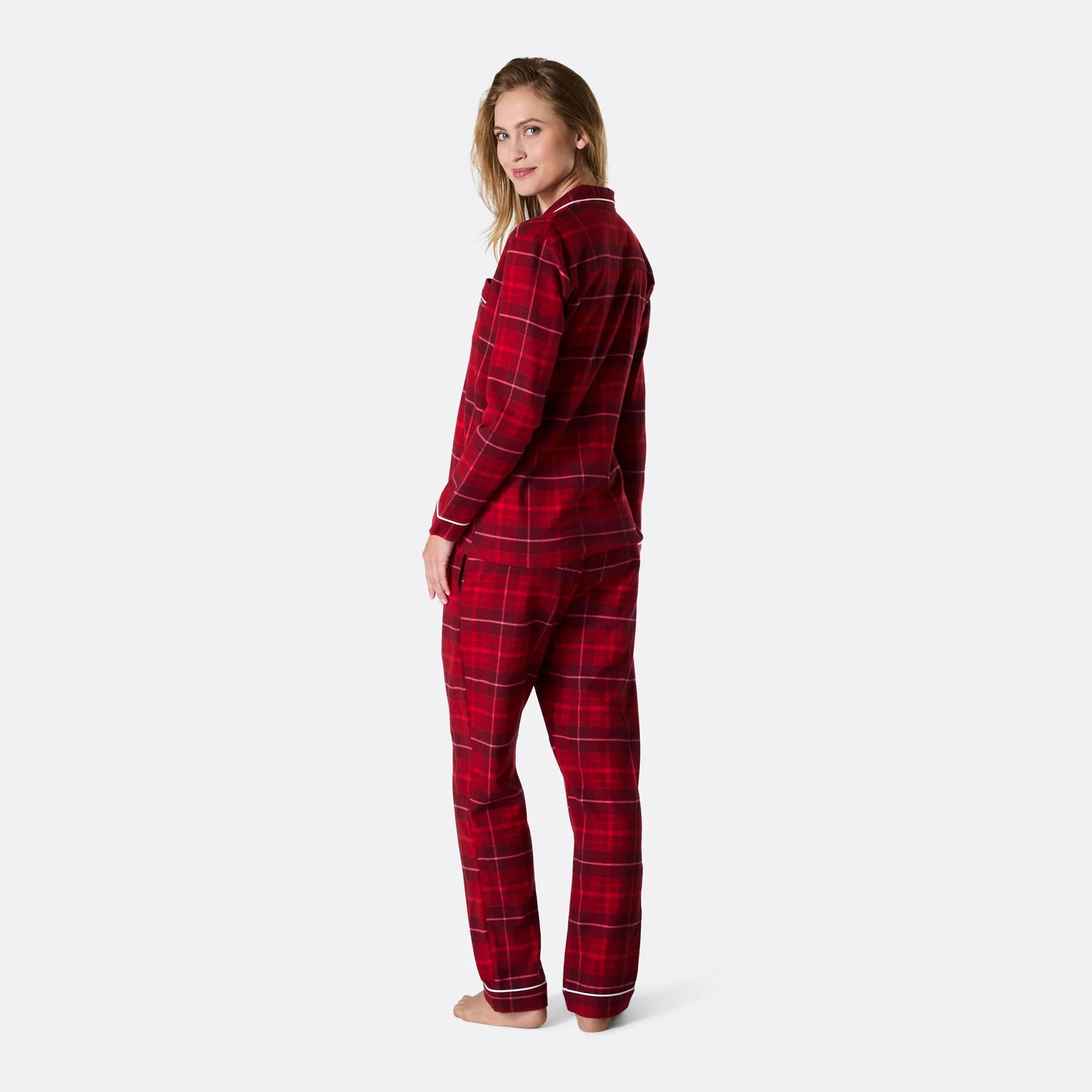 Roter Flanell Weihnachtspyjama Damen