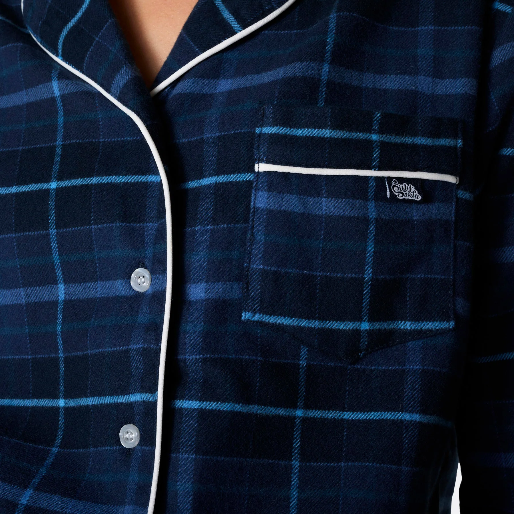 Blauer Flanell Weihnachtspyjama Damen